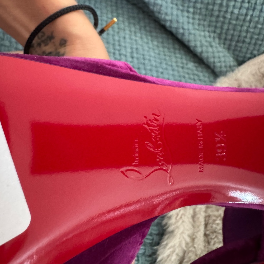 Christian Louboutin Sandaloo Platform Sandals – Size 39.5 – Purple Velvet - Picture 10 of 11